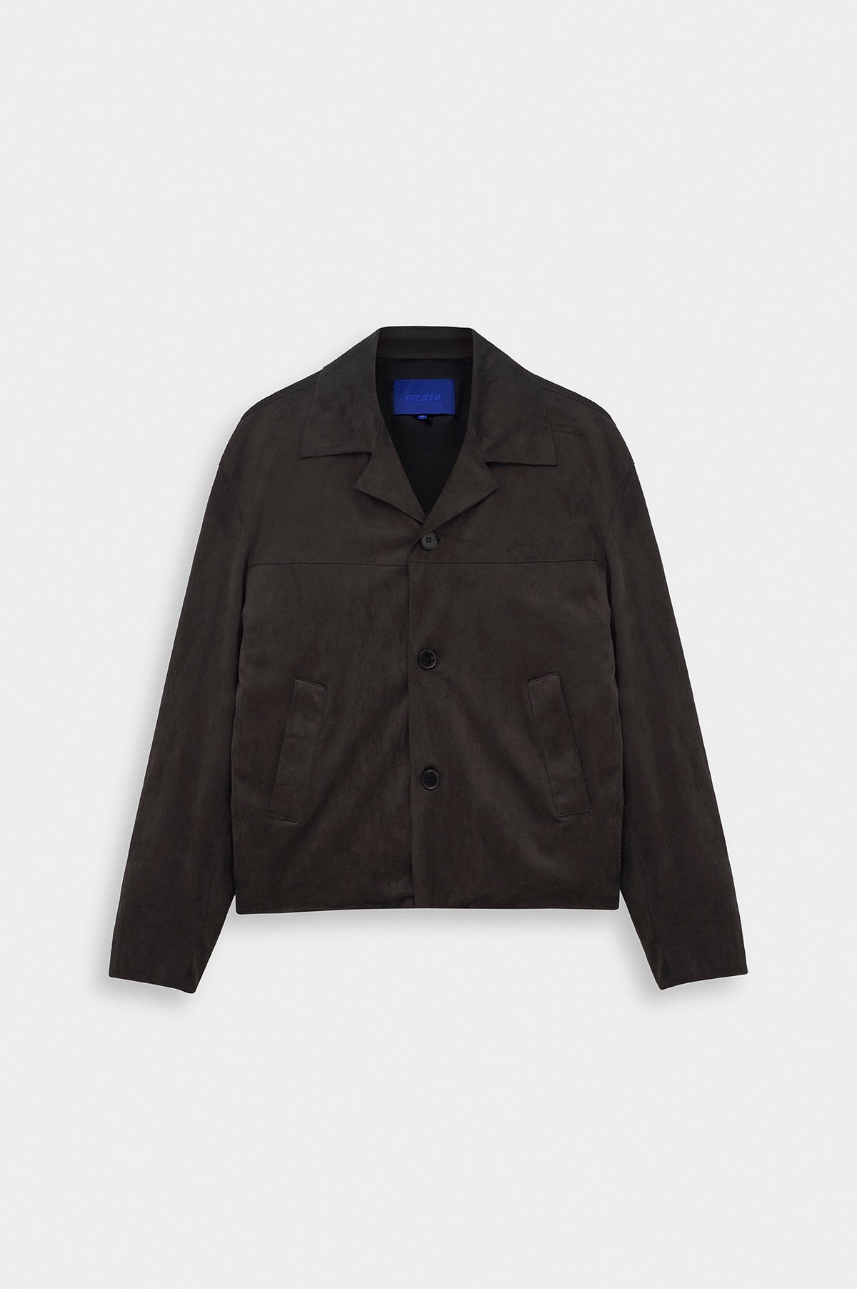 CLASSIC NECK BUTTONED BROWN SUEDE JACKET - 5