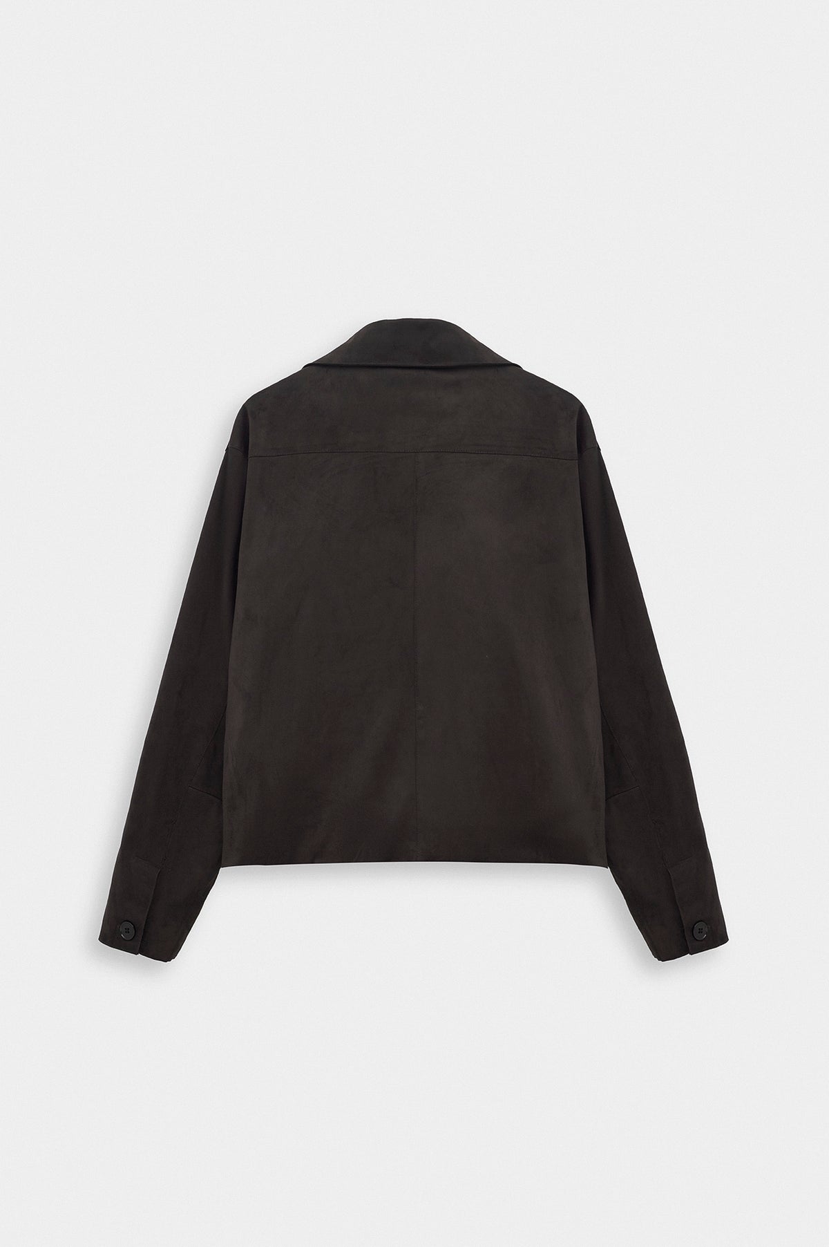 CLASSIC NECK BUTTONED BROWN SUEDE JACKET - 8