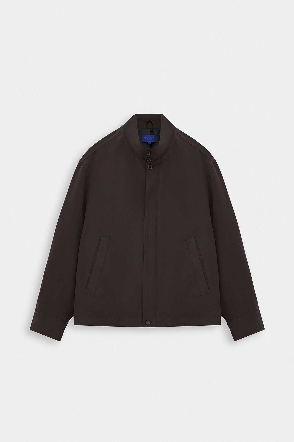 STAND COLLAR ZIP-UP BROWN INCE MODAL JACKET - 1