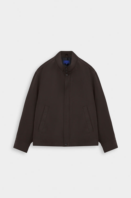 STAND COLLAR ZIP-UP BROWN INCE MODAL JACKET - 1