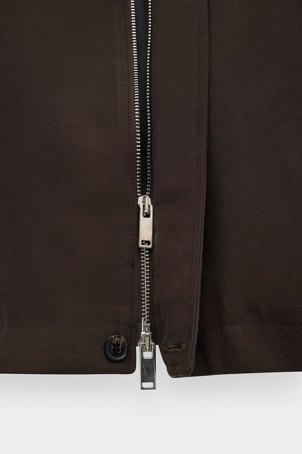 STAND COLLAR ZIP-UP BROWN INCE MODAL JACKET - 2