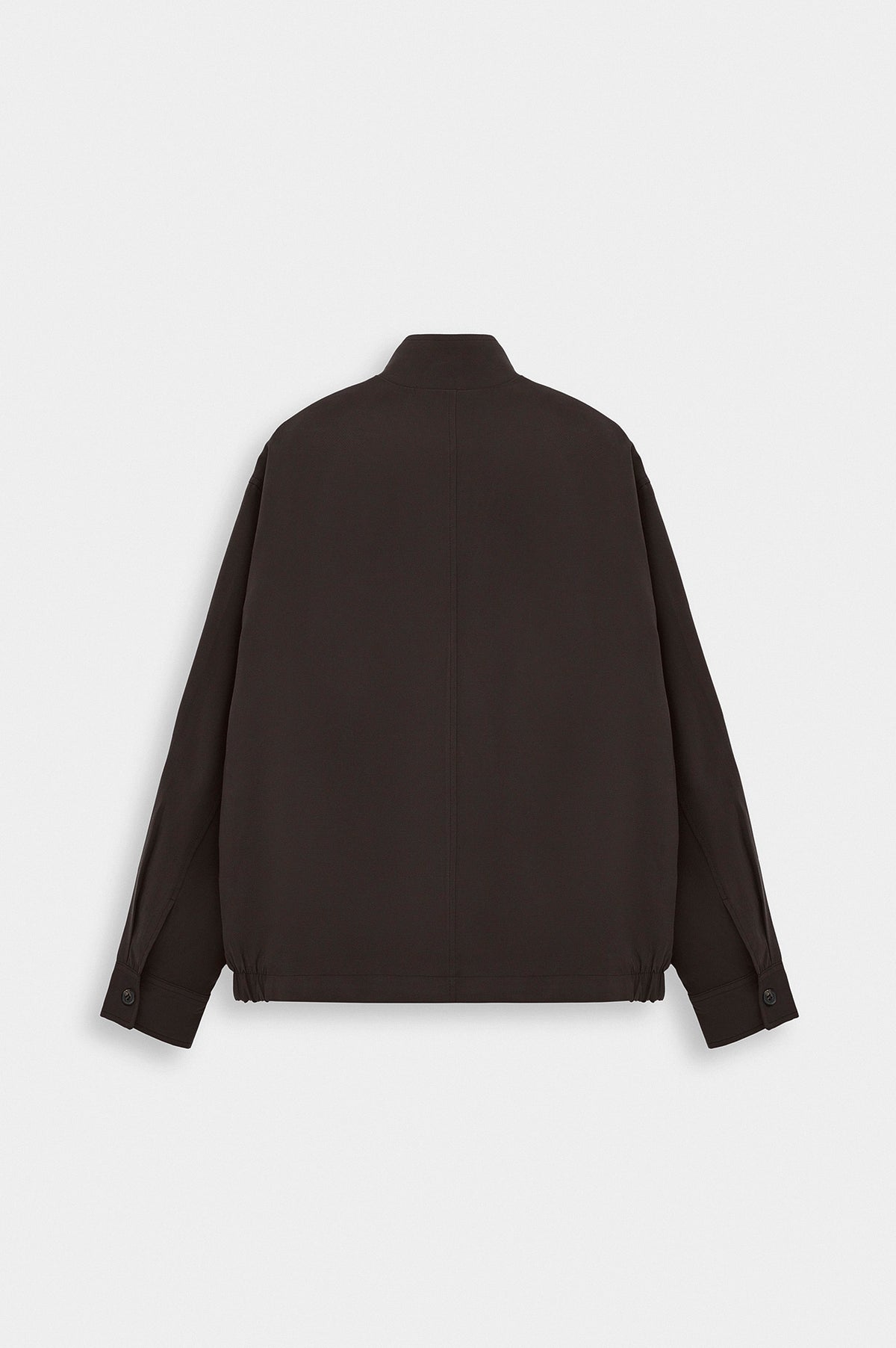 STAND COLLAR ZIP-UP BROWN INCE MODAL JACKET - 4