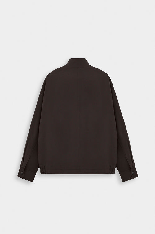STAND COLLAR ZIP-UP BROWN INCE MODAL JACKET - 4
