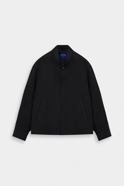 STAND COLLAR ZIP-UP BLACK INCE MODAL JACKET - 1