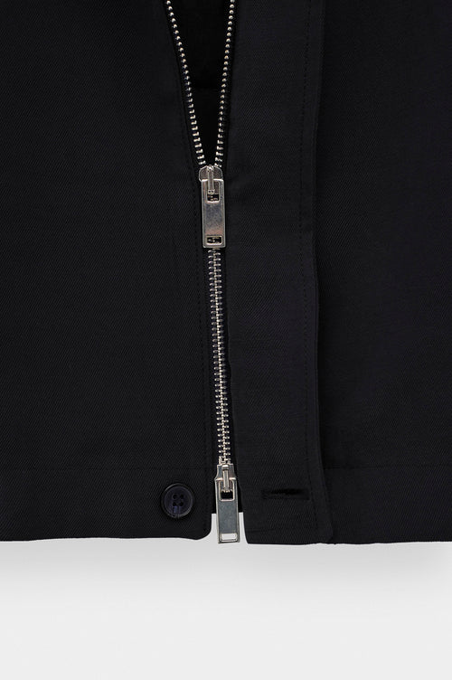 STAND COLLAR ZIP-UP BLACK INCE MODAL JACKET - 2