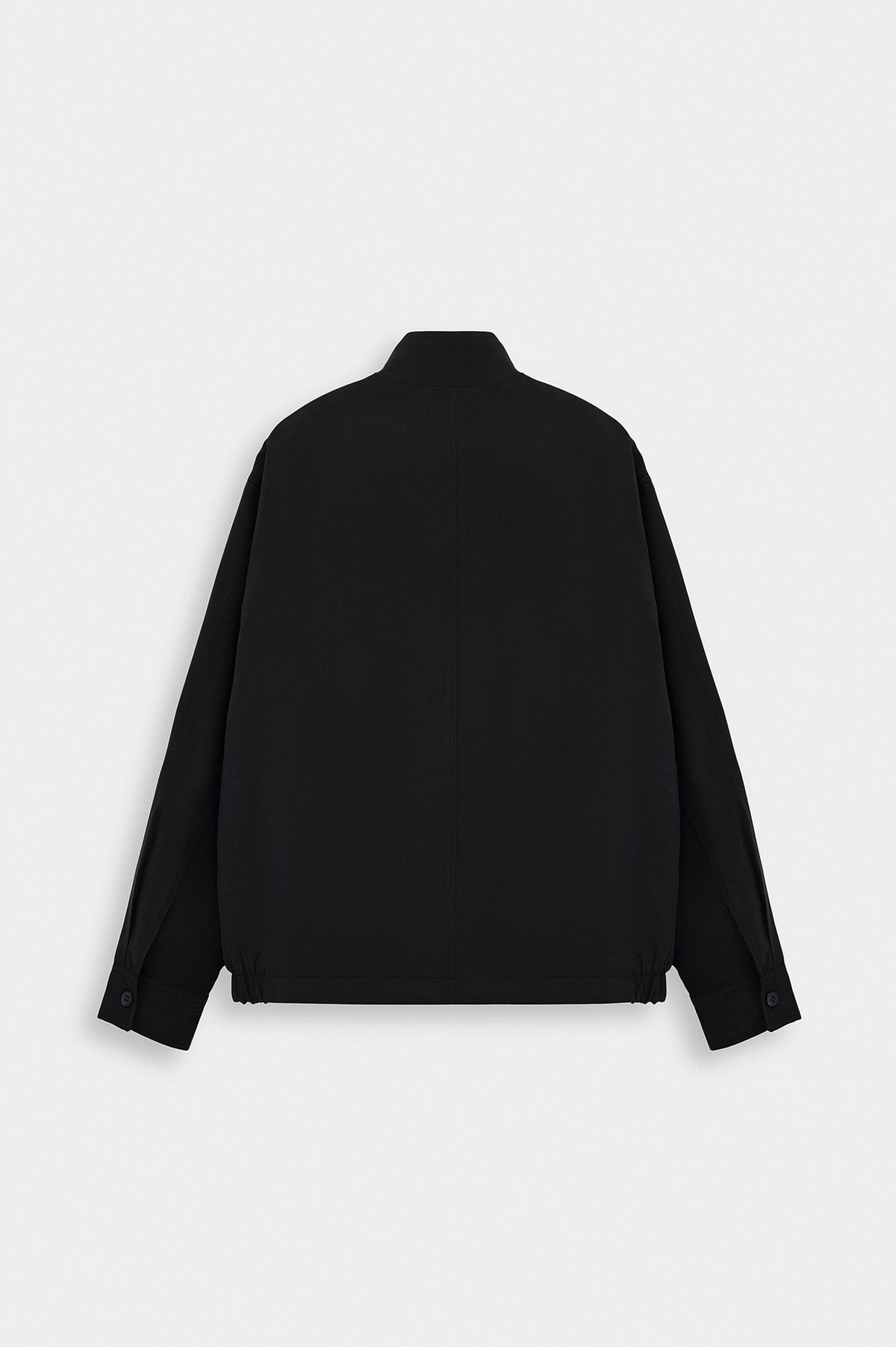 STAND COLLAR ZIP-UP BLACK INCE MODAL JACKET - 4