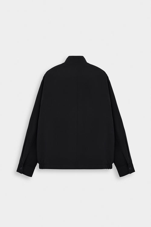 STAND COLLAR ZIP-UP BLACK INCE MODAL JACKET - 4