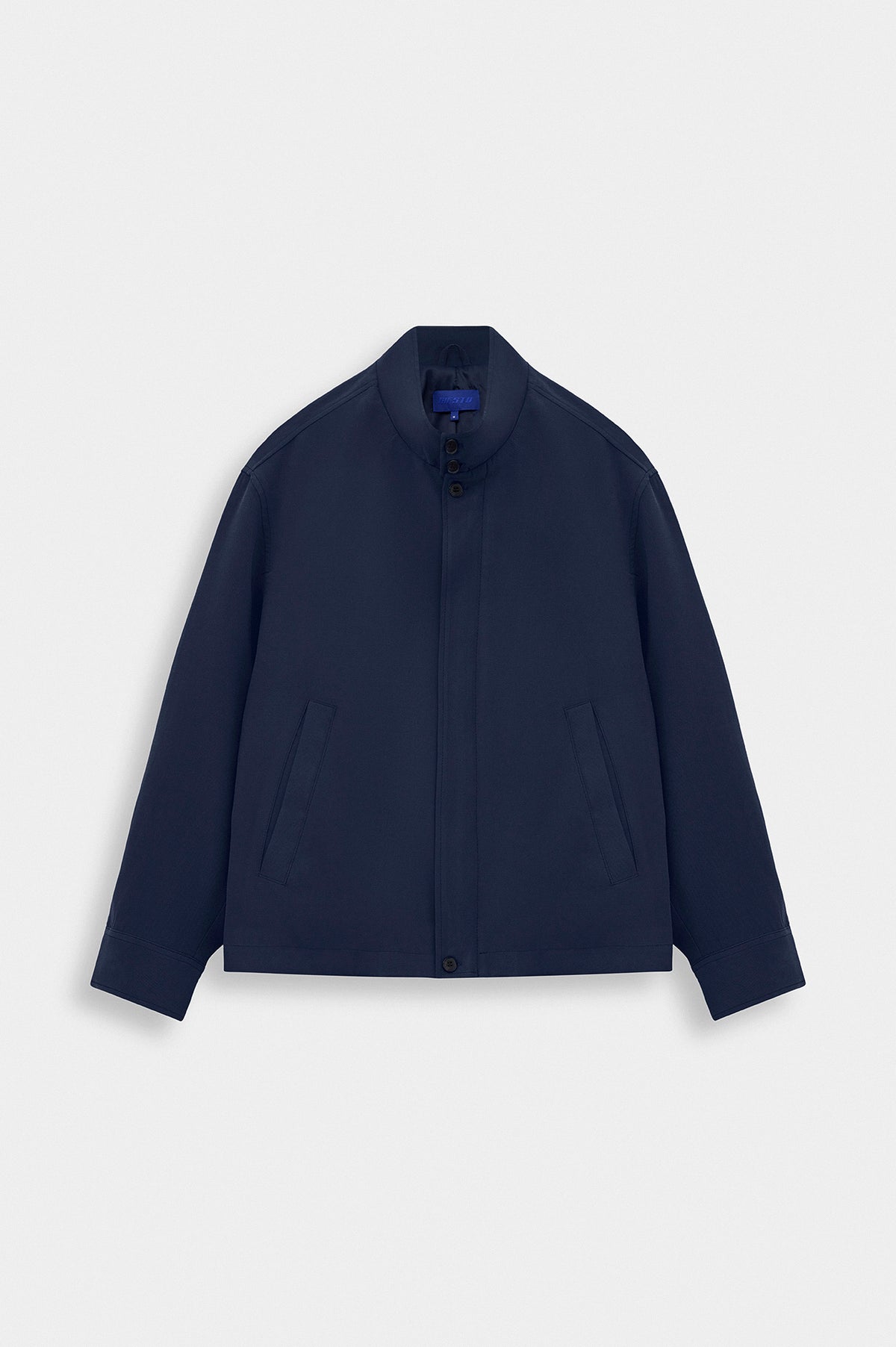 STAND COLLAR ZIP-UP NAVY INCE MODAL JACKET - 1