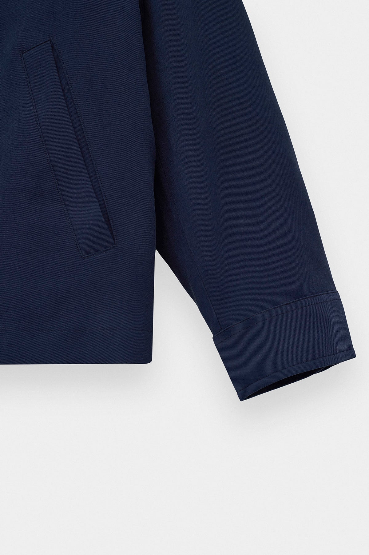 STAND COLLAR ZIP-UP NAVY INCE MODAL JACKET - 3