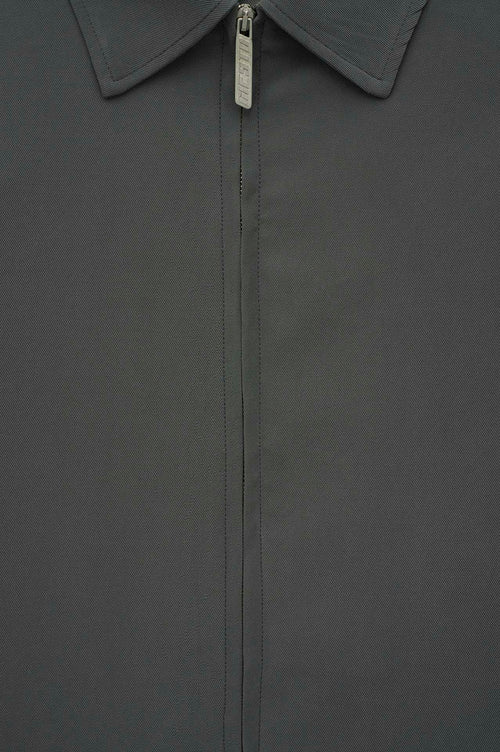 ZIP-UP REGULAR FIT ANTHRACITE MODAL JACKET - 3