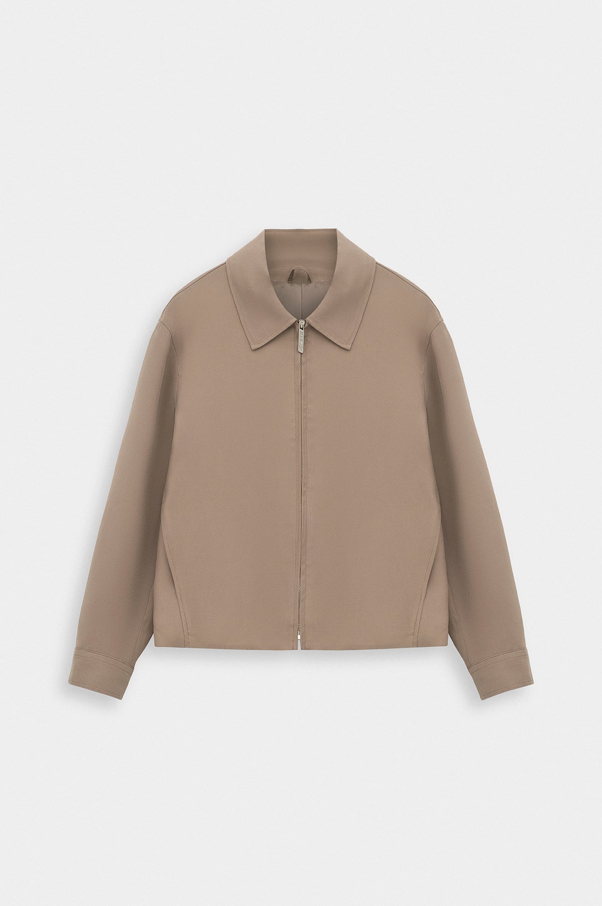 ZIP-UP REGULAR FIT BEIGE MODAL JACKET - 1