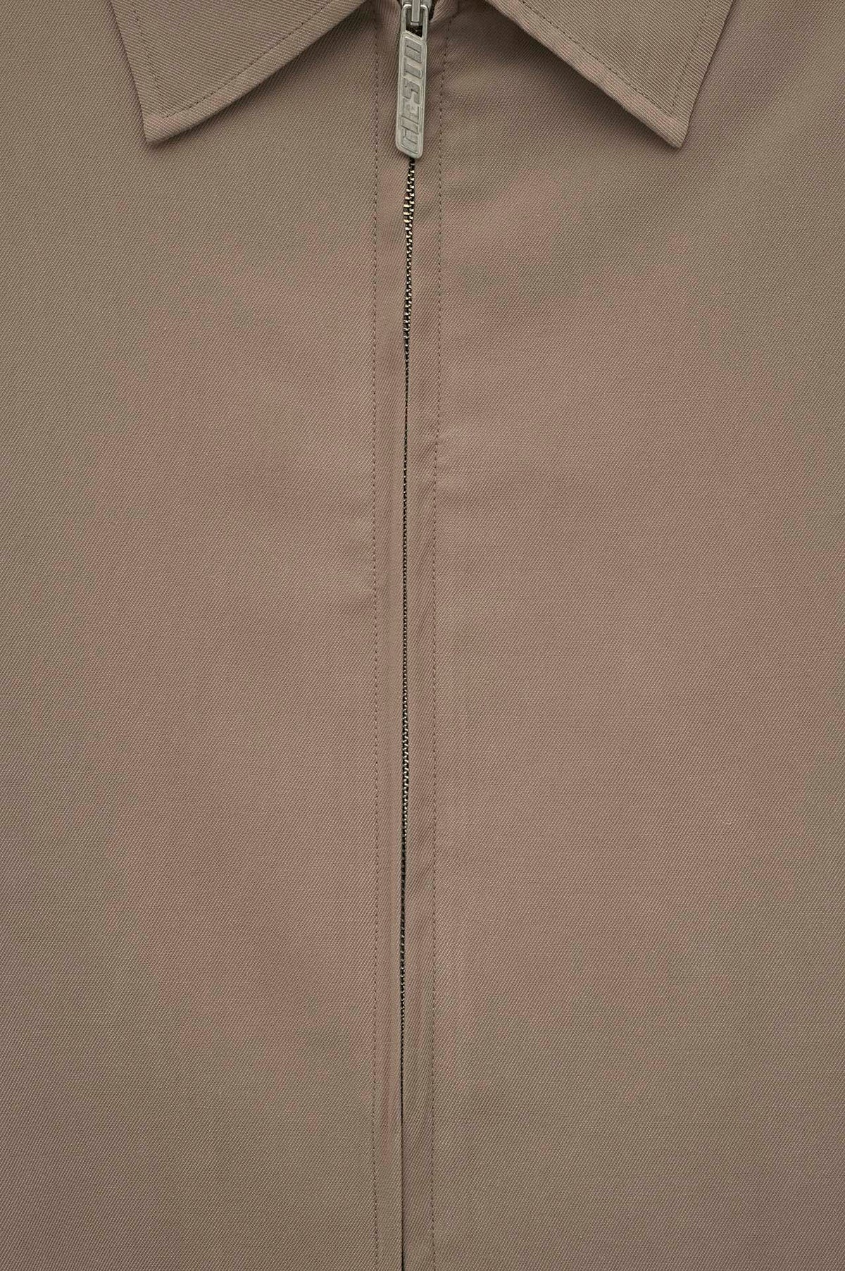 ZIP-UP REGULAR FIT BEIGE MODAL JACKET - 2