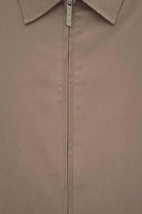 ZIP-UP REGULAR FIT BEIGE MODAL JACKET - 2