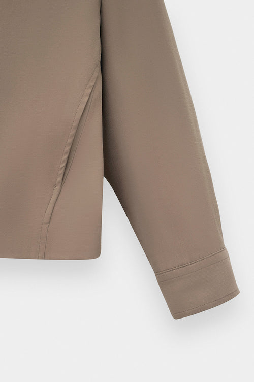 ZIP-UP REGULAR FIT BEIGE MODAL JACKET - 3