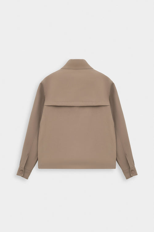 ZIP-UP REGULAR FIT BEIGE MODAL JACKET - 4