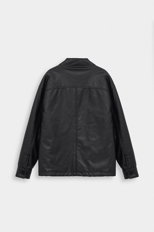 BELTED BLACK LEATHER KIMONO - 6