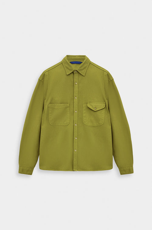 DOUBLE-POCKET GREEN GABARDINE SHIRT - 1