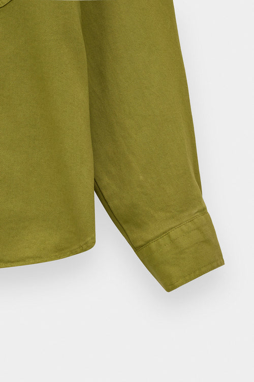DOUBLE-POCKET GREEN GABARDINE SHIRT - 3
