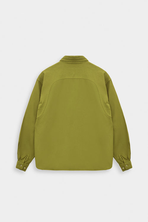 DOUBLE-POCKET GREEN GABARDINE SHIRT - 4