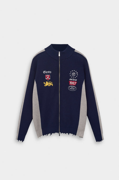 ÇİFT RENKLİ LACİVERT TRİKO HIRKA - 1