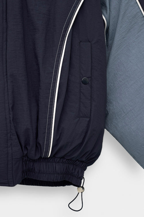 HOODED PRINTED NAVY PUFFER JACKET - 4