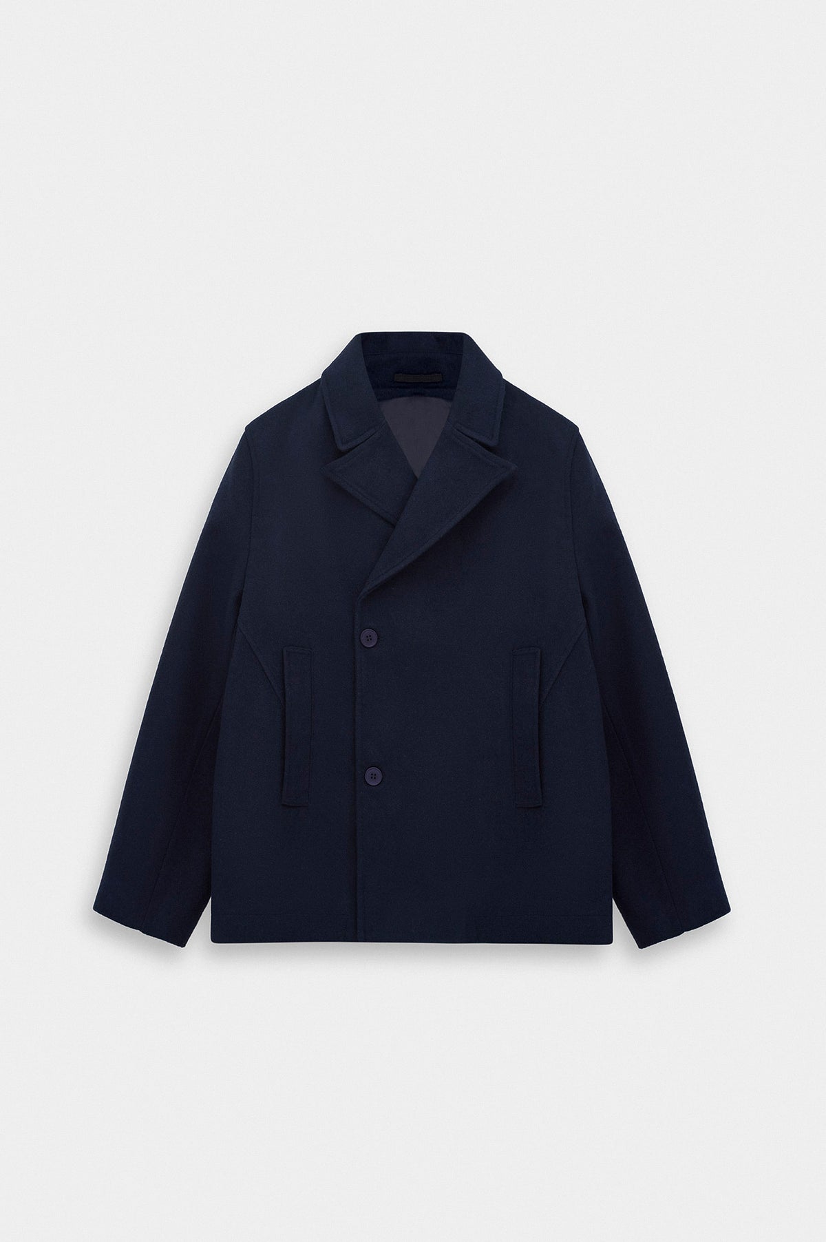 SHORT MELTON NAVY COAT - 1