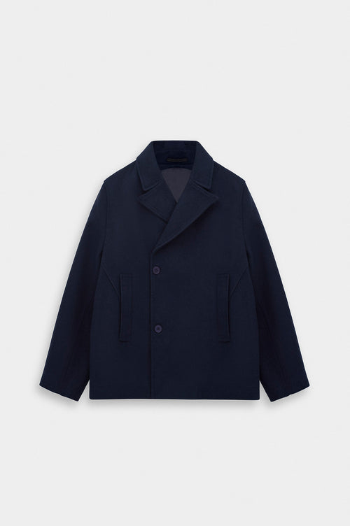 SHORT MELTON NAVY COAT - 1