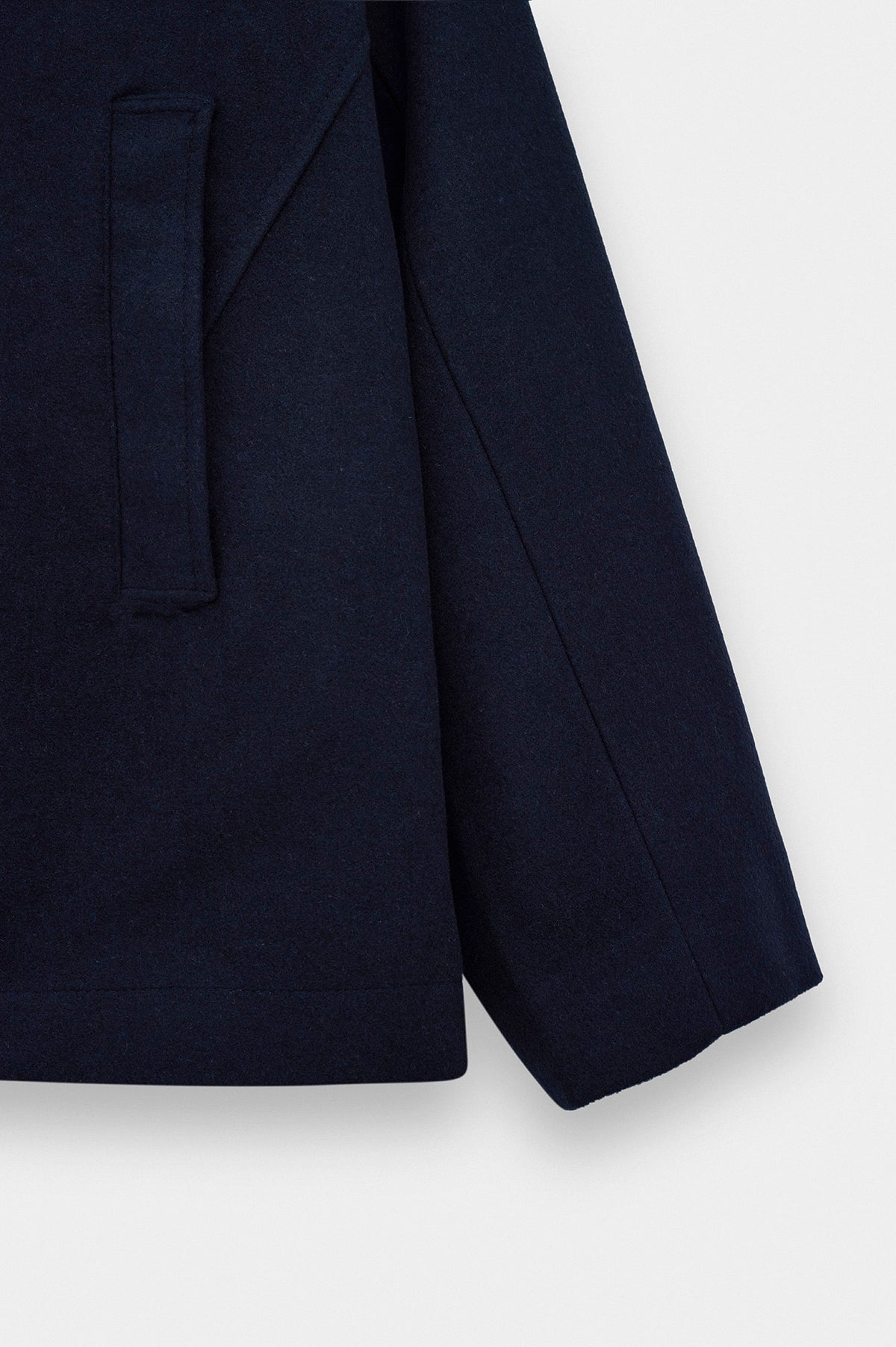SHORT MELTON NAVY COAT - 3