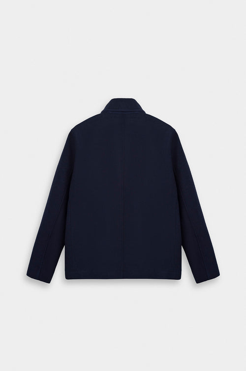 SHORT MELTON NAVY COAT - 4