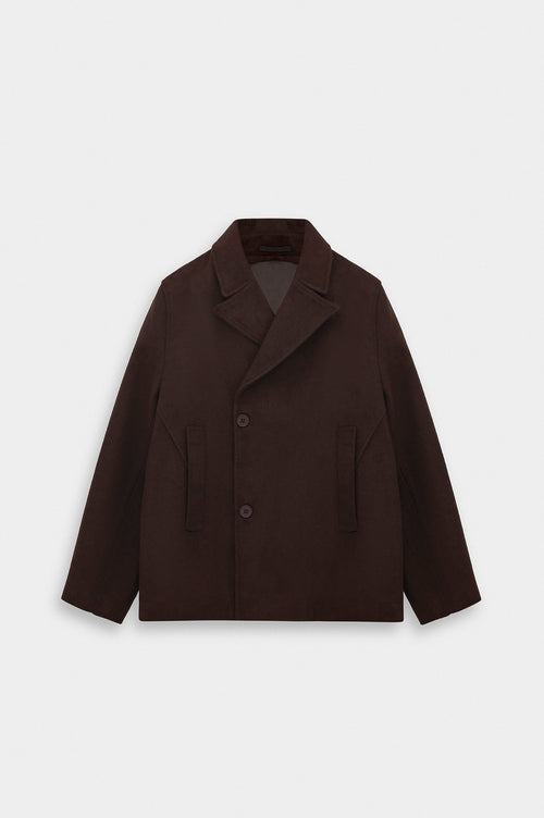 SHORT MELTON BROWN COAT - 1