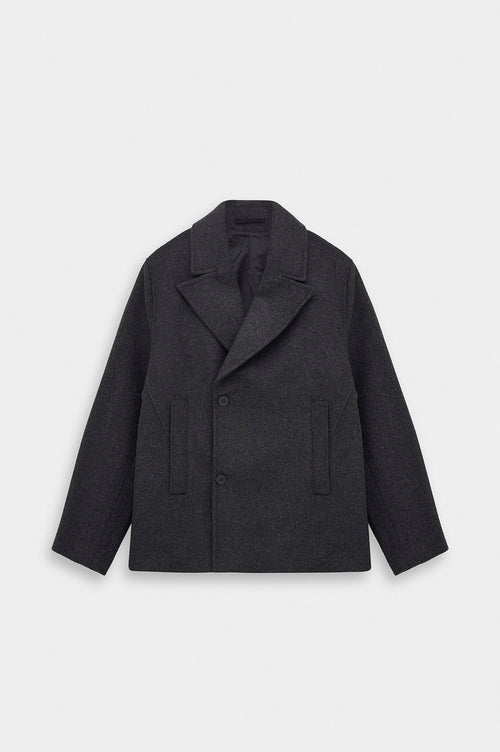 SHORT MELTON ANTHRACITE COAT - 1