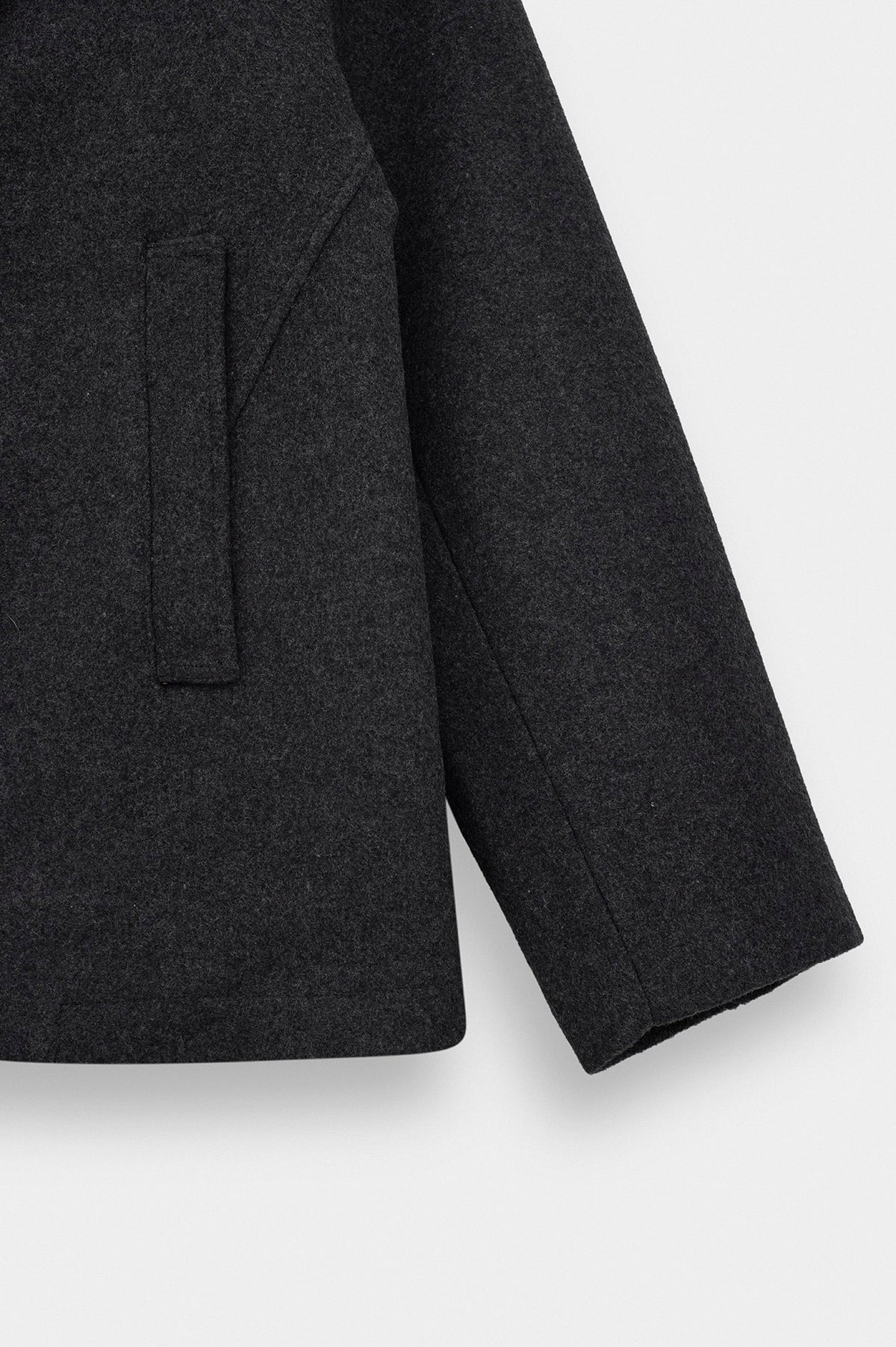 SHORT MELTON ANTHRACITE COAT - 3