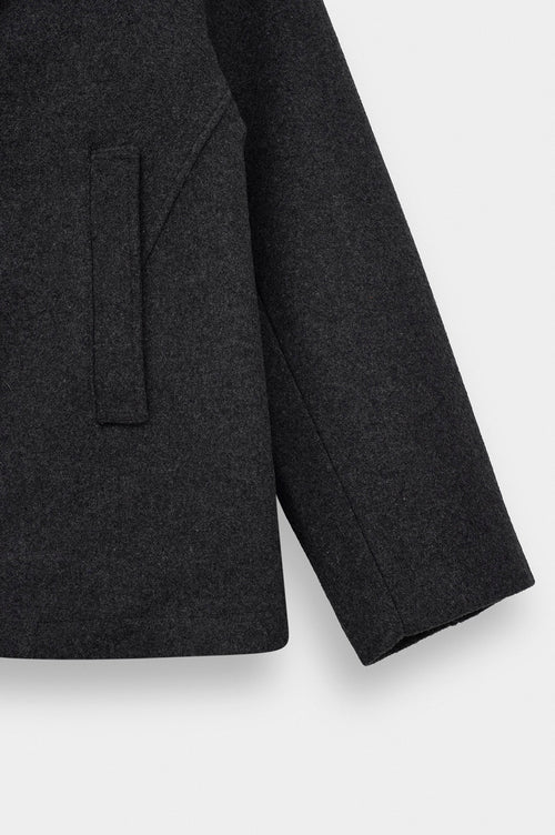 SHORT MELTON ANTHRACITE COAT - 3