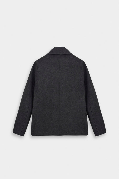 SHORT MELTON ANTHRACITE COAT - 4