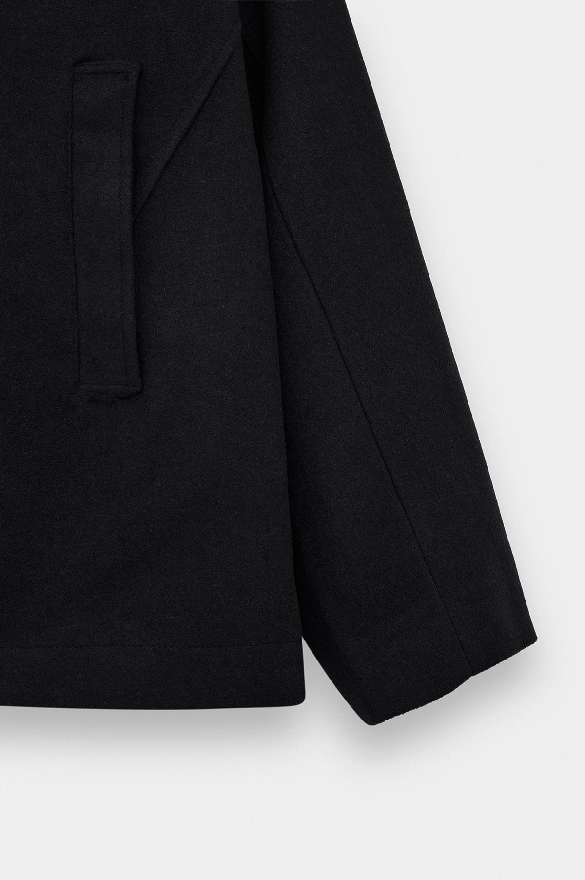 SHORT MELTON BLACK COAT - 3