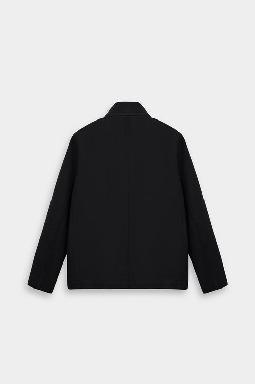 SHORT MELTON BLACK COAT - 4