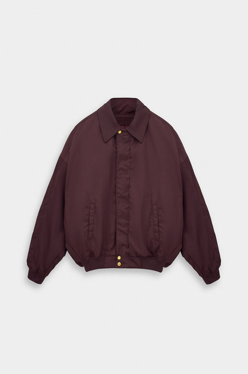BATWING SLEEVE BURGUNDY BOMBER JACKET - 1
