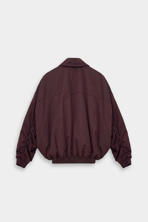BATWING SLEEVE BURGUNDY BOMBER JACKET - 4