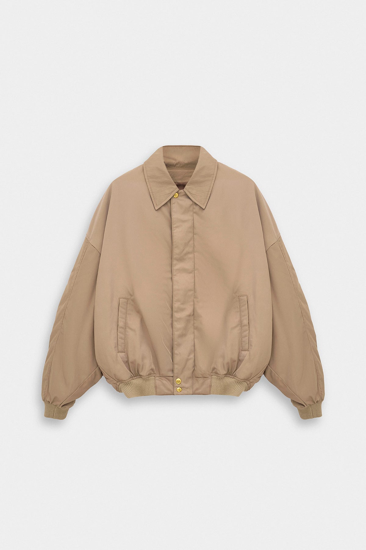 BATWING SLEEVE BEIGE BOMBER JACKET - 1