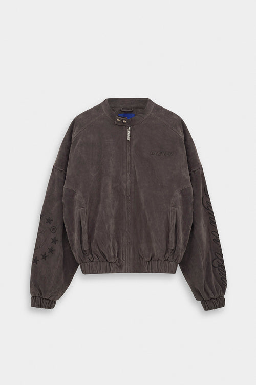 SUEDE GREY TRACK JACKET - 1