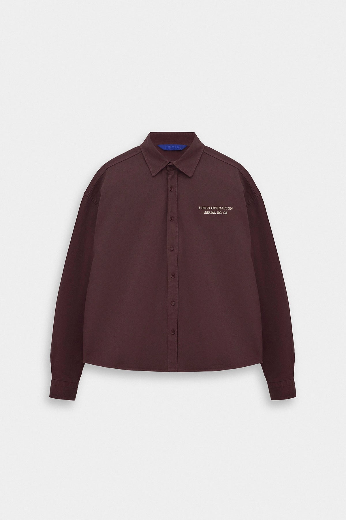 NAKIŞLI BORDO GABARDIN GÖMLEK - 1