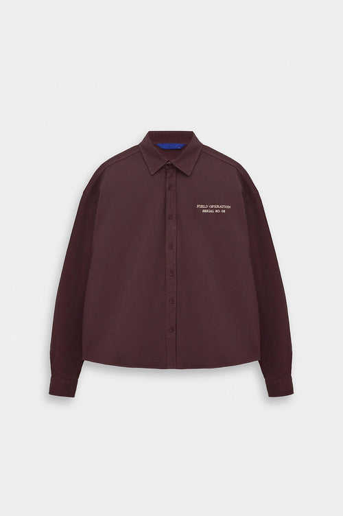 NAKIŞLI BORDO GABARDIN GÖMLEK - 1