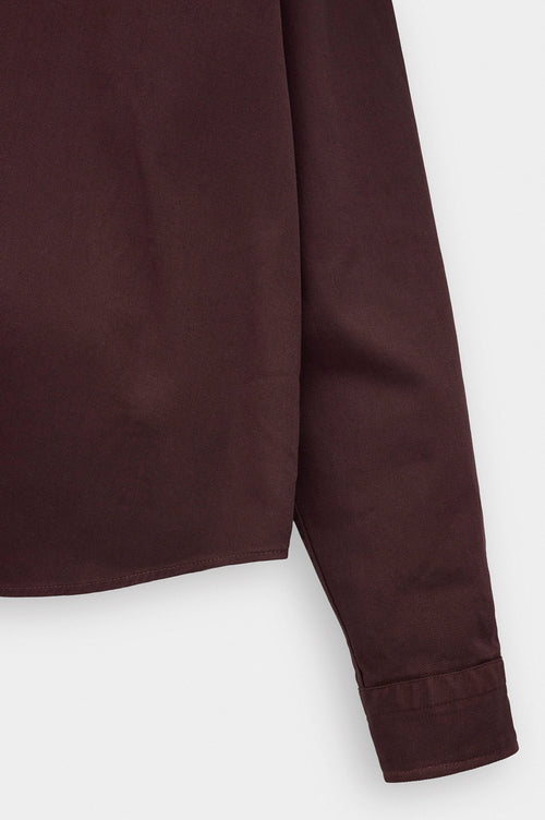 NAKIŞLI BORDO GABARDIN GÖMLEK - 2