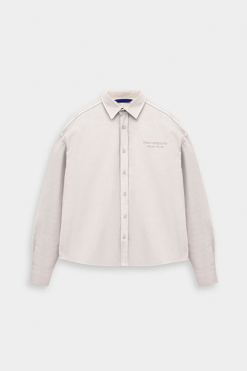 EMBROIDERED ECRU GABARDINE SHIRT - 1