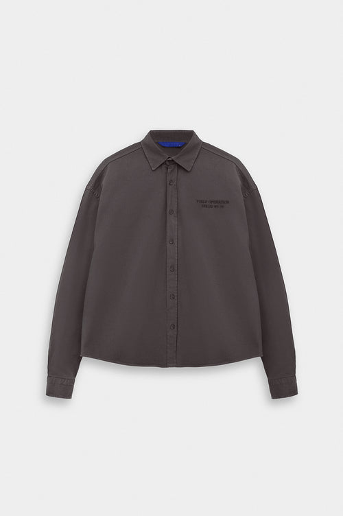 EMBROIDERED ANTHRACITE GABARDINE SHIRT - 1