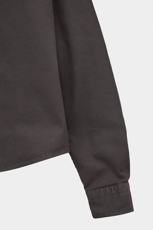 EMBROIDERED ANTHRACITE GABARDINE SHIRT - 3