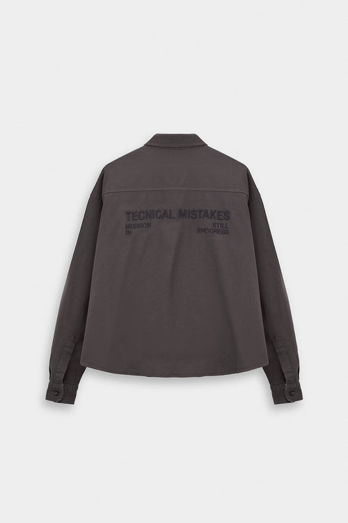 EMBROIDERED ANTHRACITE GABARDINE SHIRT - 4