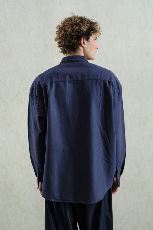 NAVY BLUE OXFORD EMBROIDERED SHIRT - 3