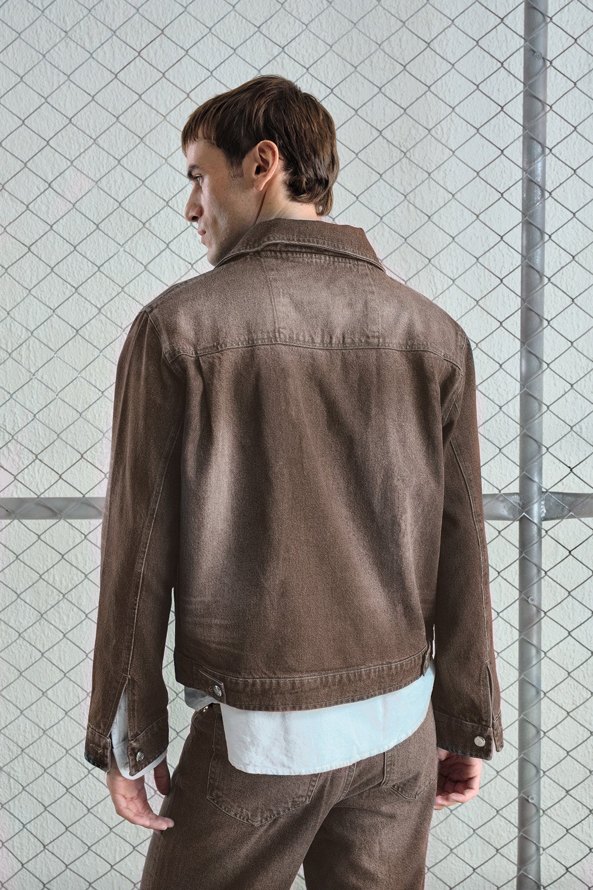 LASER EFFECT WASHED DENIM JACKET