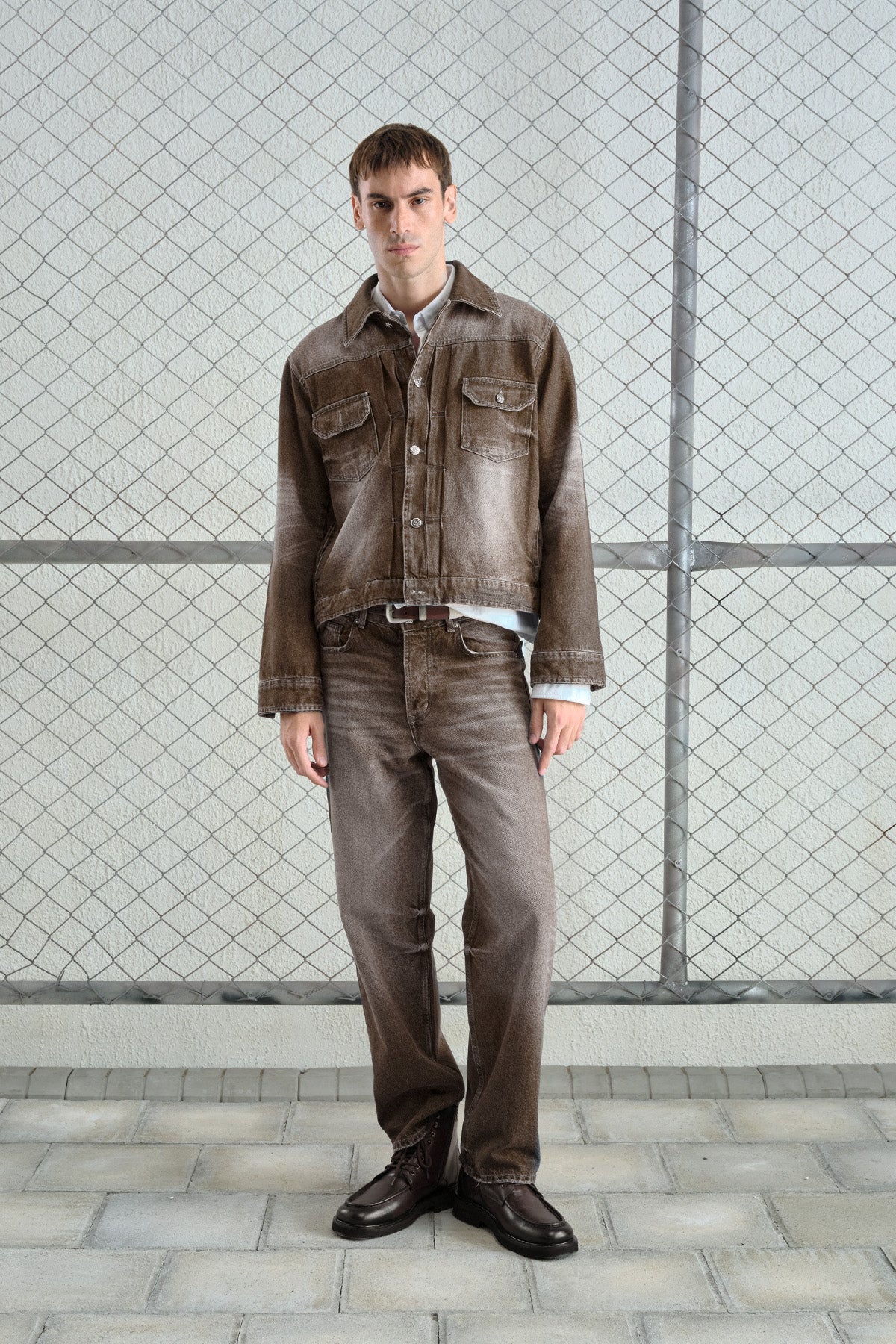 LASER EFFECT WASHED DENIM JACKET